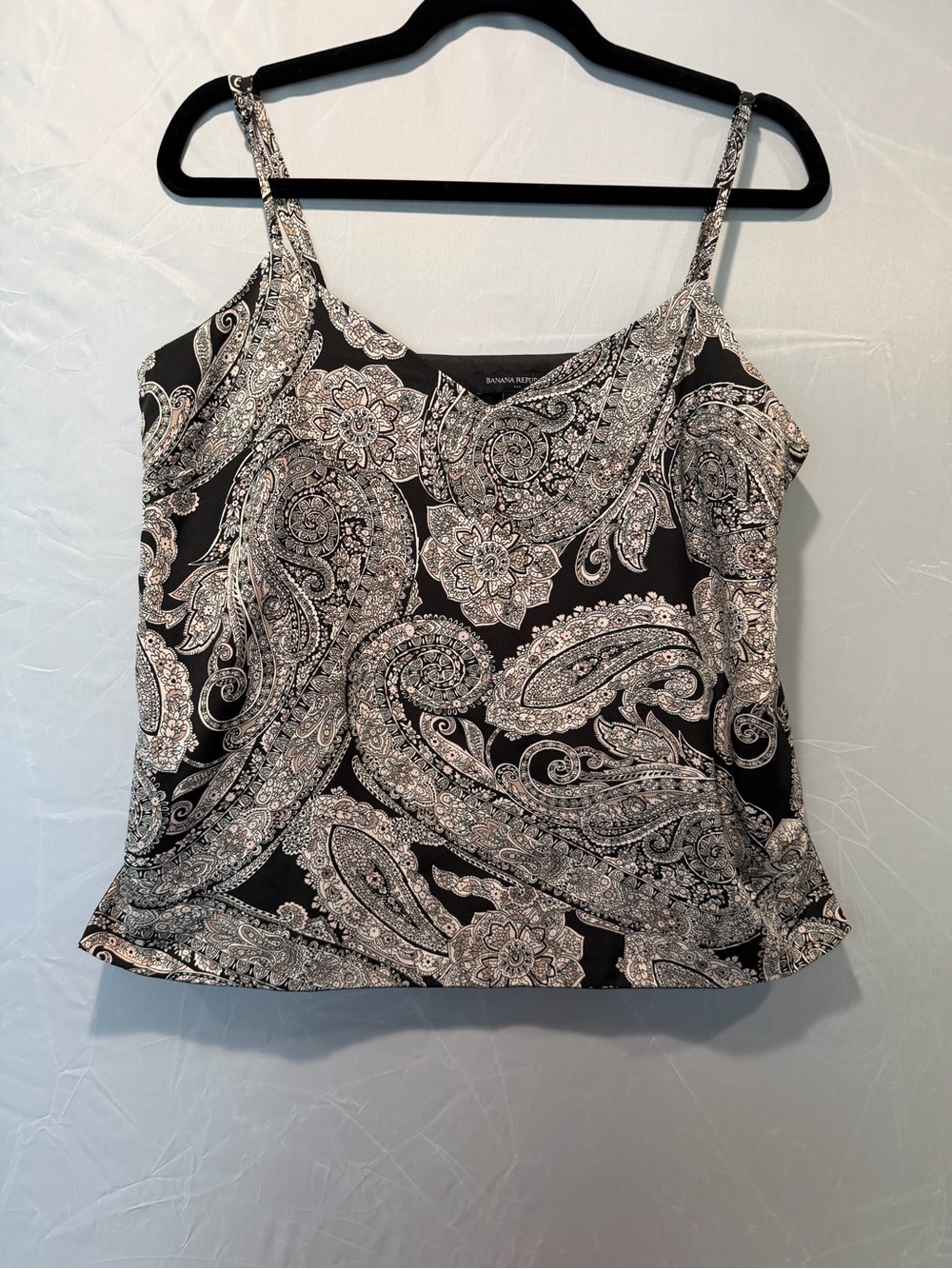 Banana Republic Black & White Paisley Silk-Blend Cami